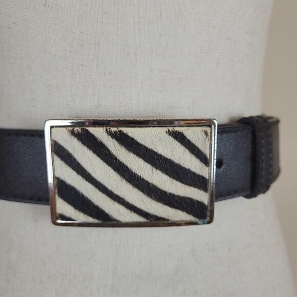 Calvin Klein Black and White Zebra Print Belt main image 7
